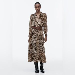 Zara Leopard Print Maxi Dress with Belt size Small